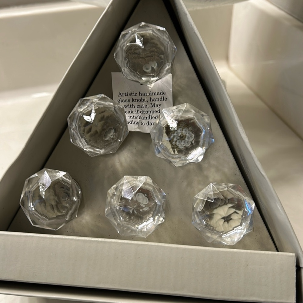 Glass knobs drawer pulls.